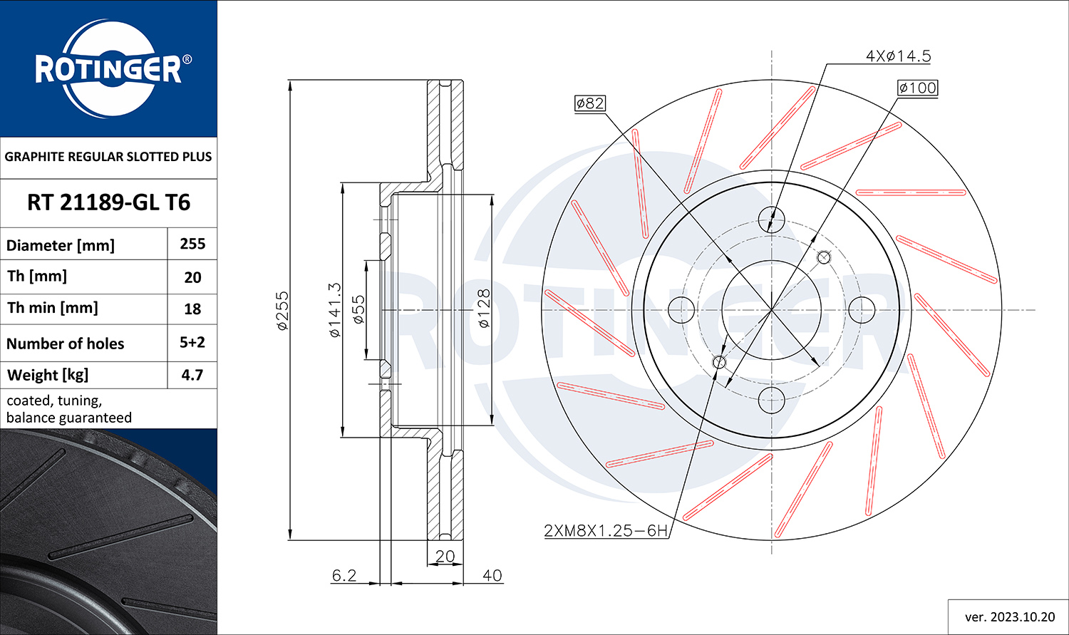 ROTINGER Féktárcsa, mind RT21189-GLT6_ROT